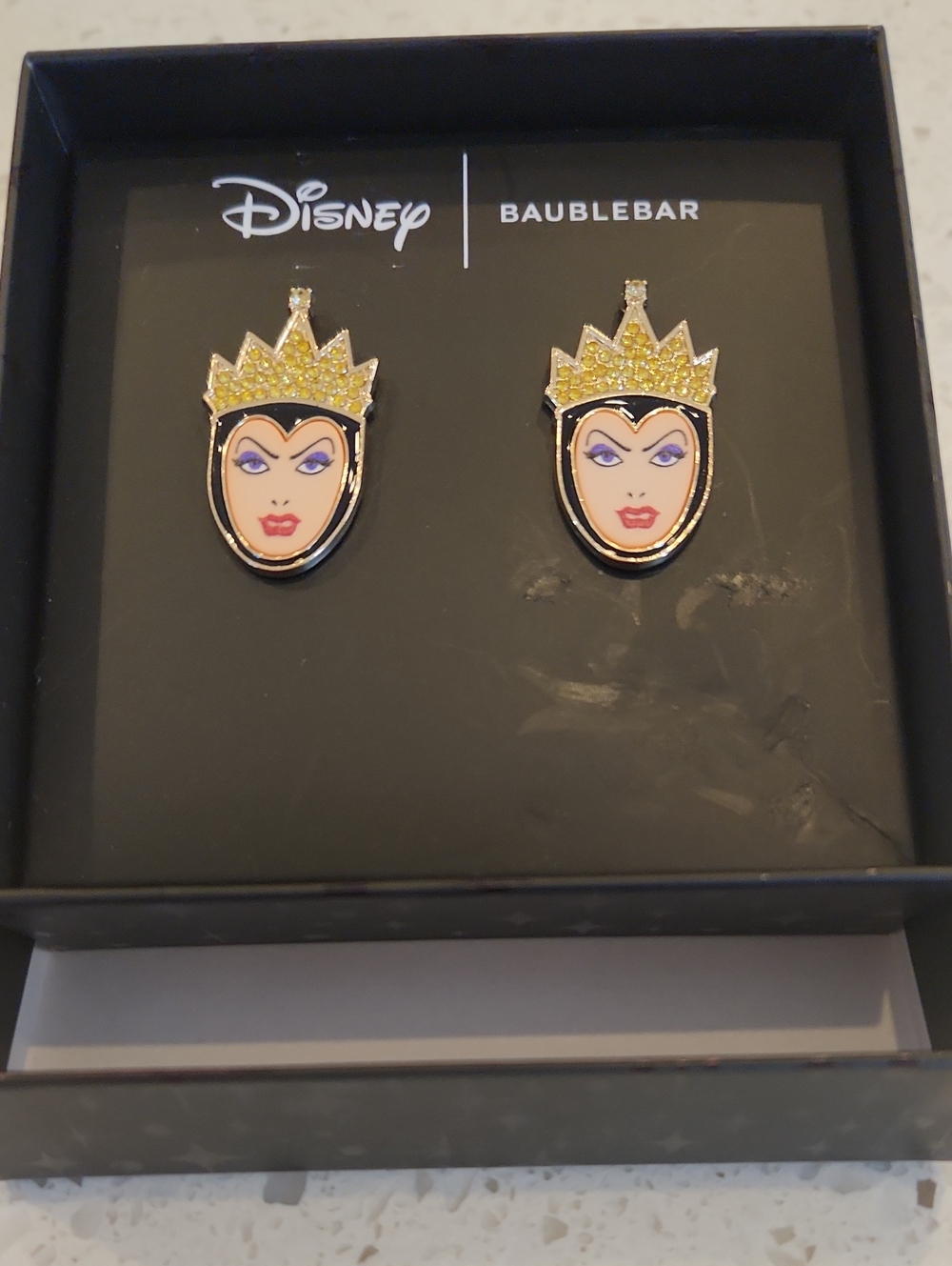 Disney Evil Queen Crown Stud Earrings - Gold, Black, Purple, Pink